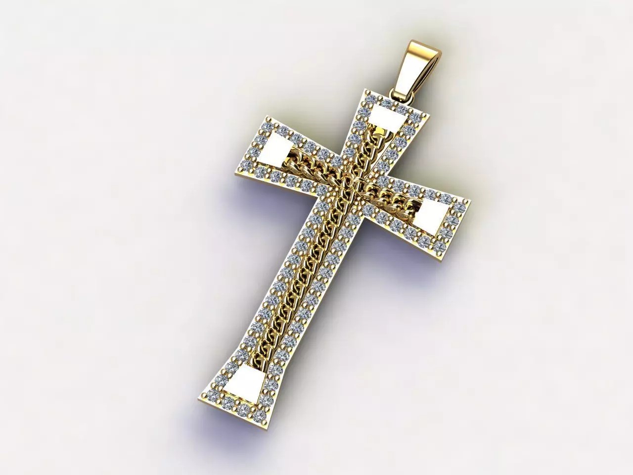Cross Necklace Classic Diamond Pendant 3Dmodel 3D print model 5 3D print model_0