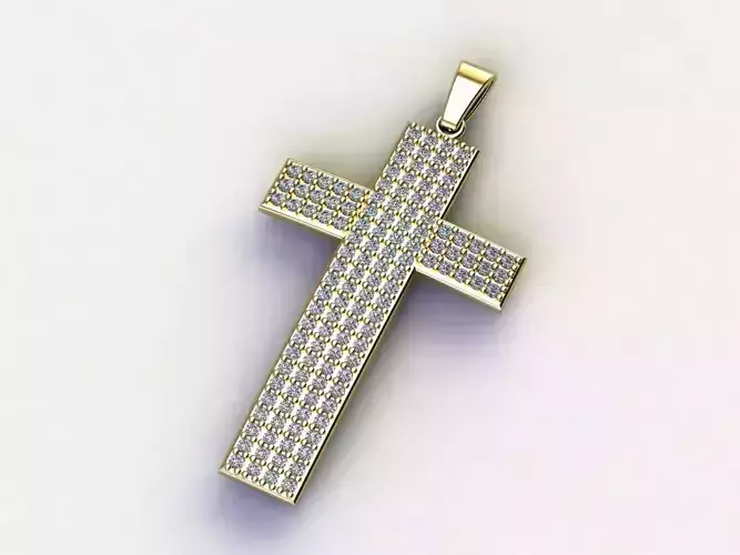 Cross Necklace Classic Diamond Pendant 3Dmodel 3D print model 4