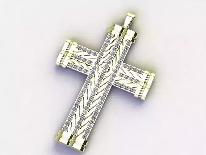 Cross Necklace Classic Diamond Pendant 3Dmodel 3D print model 33
