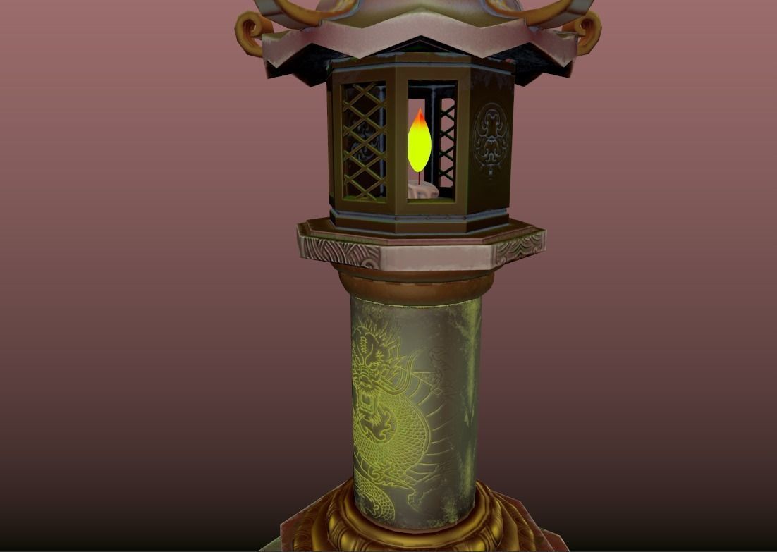 Japanese Lantern gameready stylized Low-poly 3D model_8