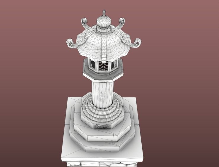 Japanese Lantern gameready stylized Low-poly 3D model_10