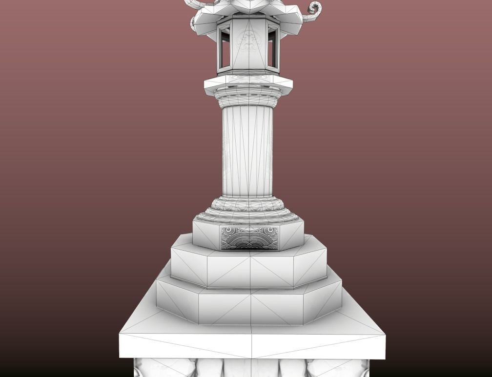 Japanese Lantern gameready stylized Low-poly 3D model_12
