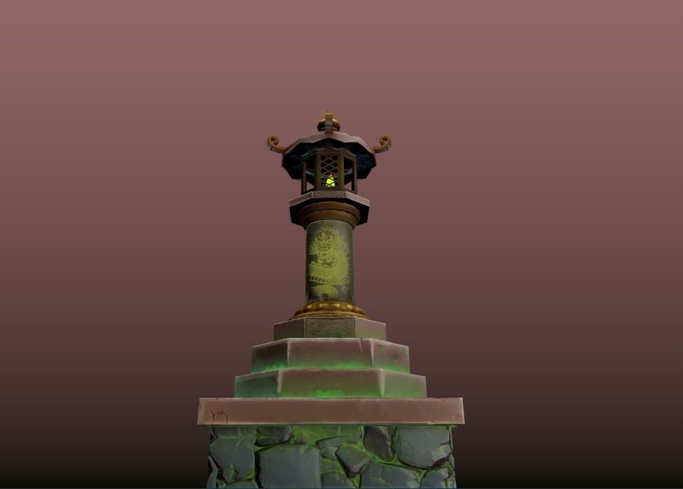 Japanese Lantern gameready stylized Low-poly 3D model_5