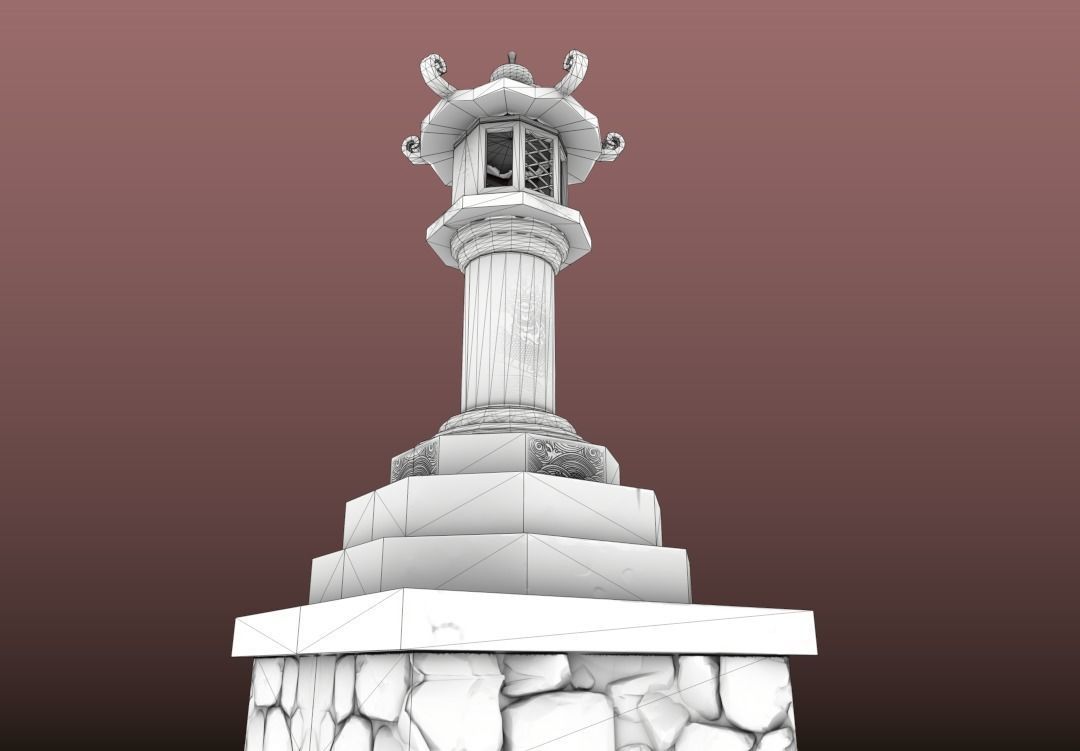 Japanese Lantern gameready stylized Low-poly 3D model_11