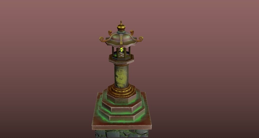 Japanese Lantern gameready stylized Low-poly 3D model_4
