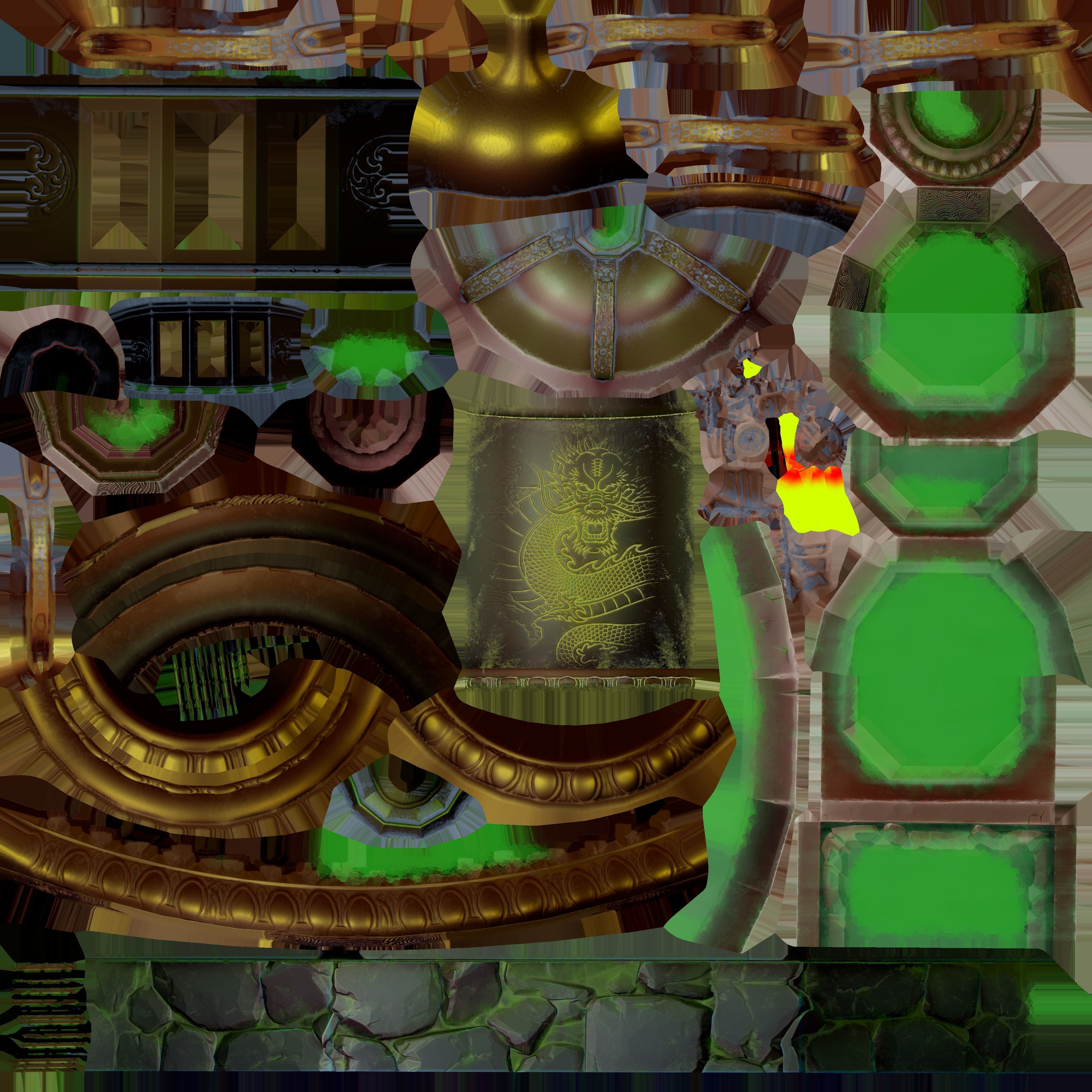 Japanese Lantern gameready stylized Low-poly 3D model_14