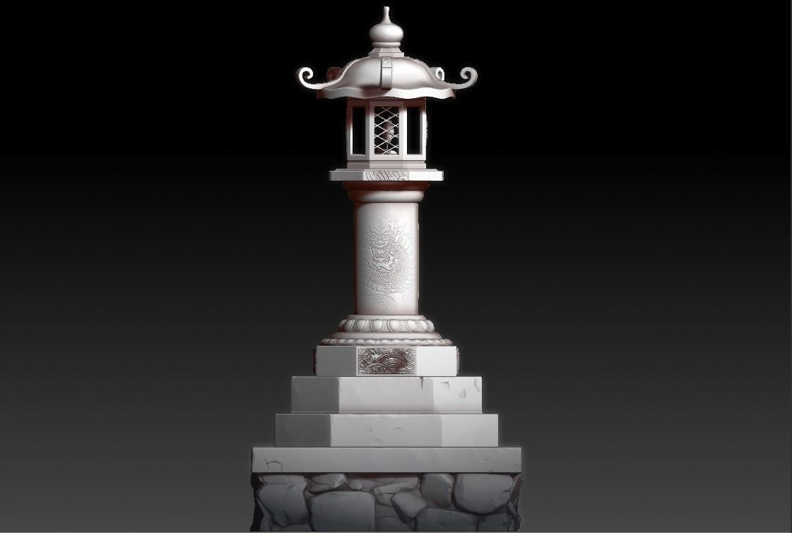 Japanese Lantern gameready stylized Low-poly 3D model_1