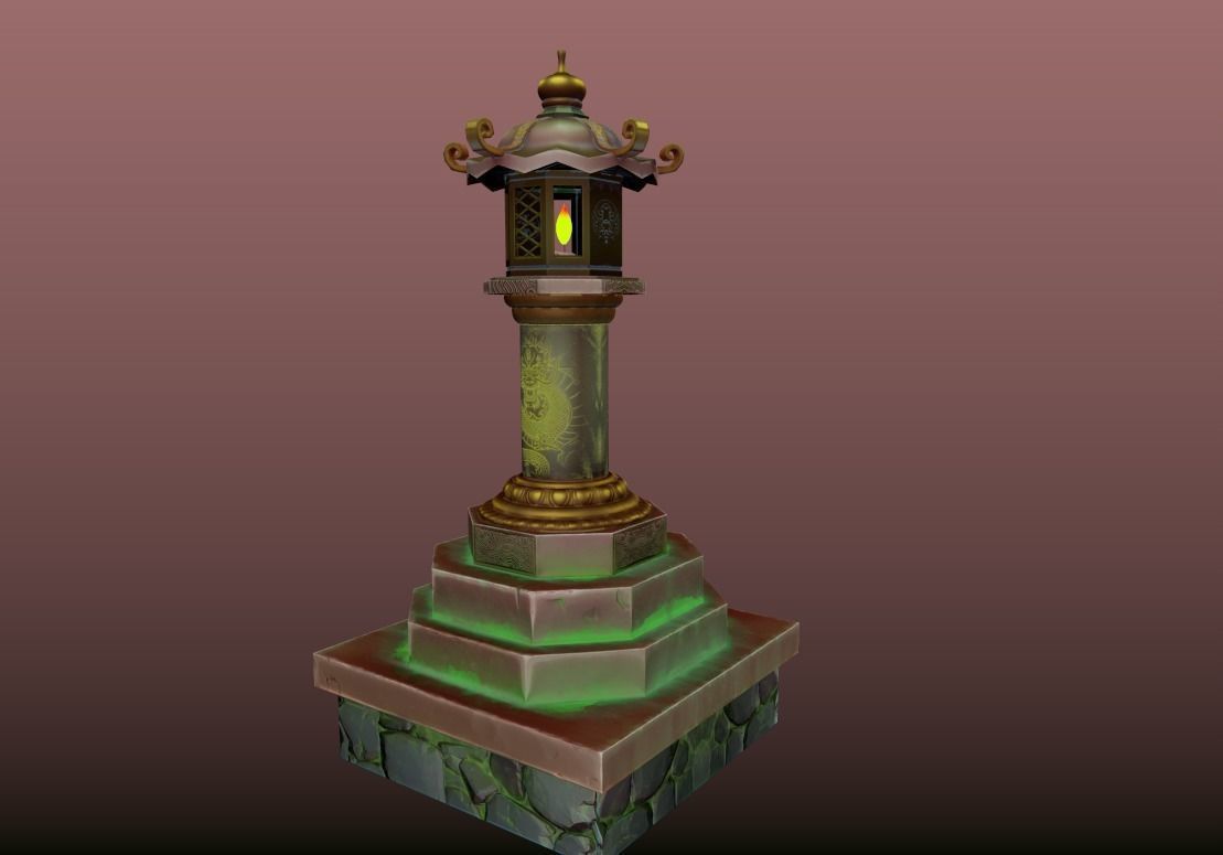 Japanese Lantern gameready stylized Low-poly 3D model_3