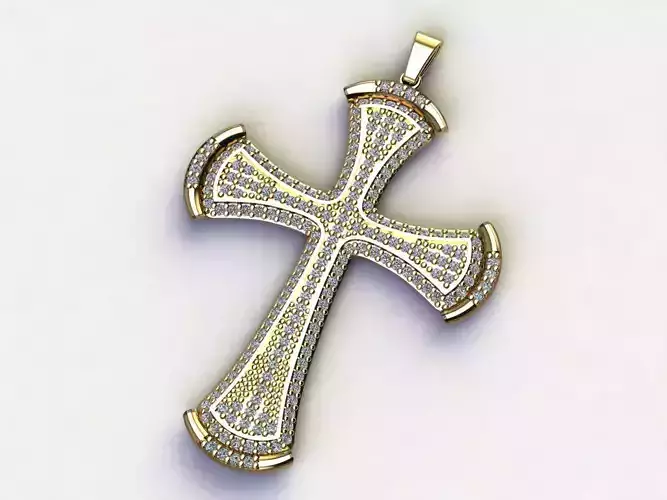 Cross Necklace Classic Diamond Pendant 3Dmodel 3D print model 31