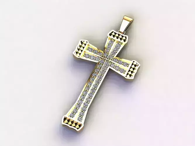 Cross Necklace Classic Diamond Pendant 3Dmodel 3D print model 3