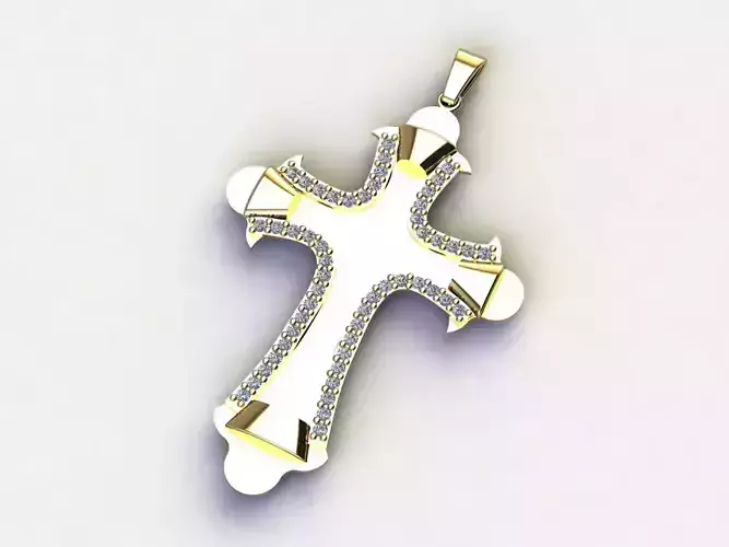 Cross Necklace Classic Diamond Pendant 3Dmodel 3D print model 28