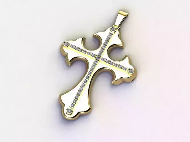 Cross Necklace Classic Diamond Pendant 3Dmodel 3D print model 27