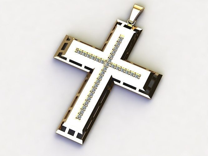 Cross Necklace Classic Diamond Pendant 3Dmodel 3D print model 26 3D print model