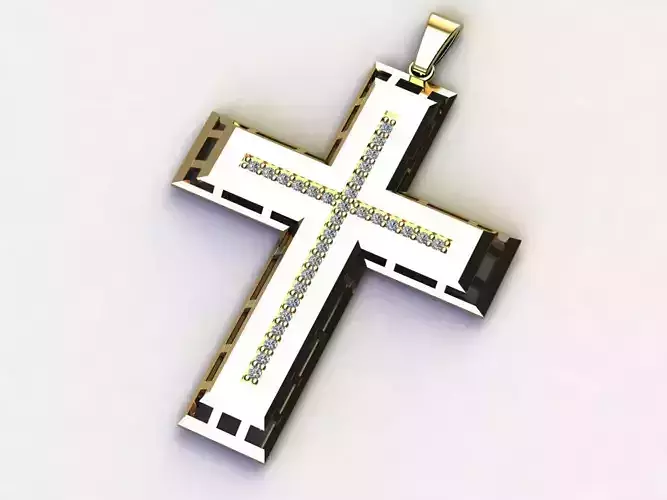 Cross Necklace Classic Diamond Pendant 3Dmodel 3D print model 26 3D print model