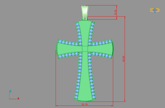 Cross Necklace Classic Diamond Pendant 3Dmodel 3D print model 25 3D print model_3