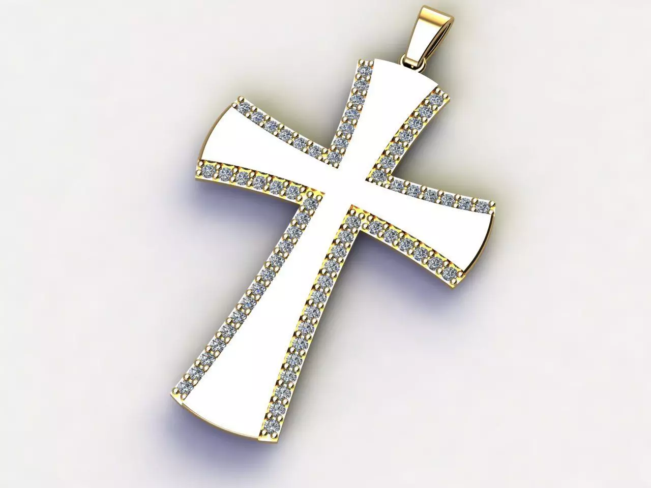 Cross Necklace Classic Diamond Pendant 3Dmodel 3D print model 25 3D print model_0