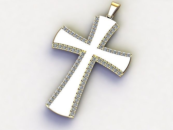 Cross Necklace Classic Diamond Pendant 3Dmodel 3D print model 25 3D print model