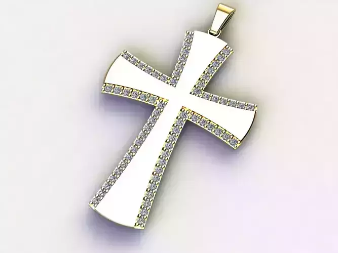 Cross Necklace Classic Diamond Pendant 3Dmodel 3D print model 25 3D print model