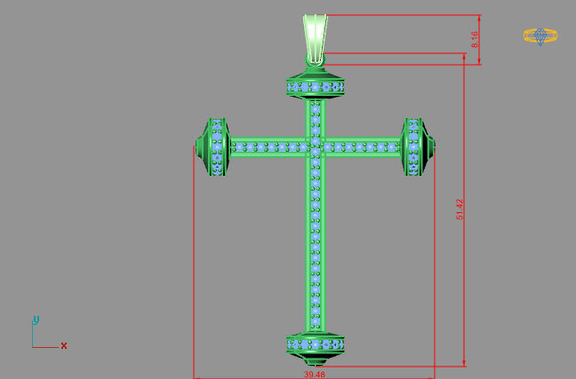 Cross Necklace Classic Diamond Pendant 3Dmodel 3D print model 24 3D print model_3