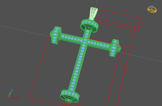 Cross Necklace Classic Diamond Pendant 3Dmodel 3D print model 24 3D print model_2