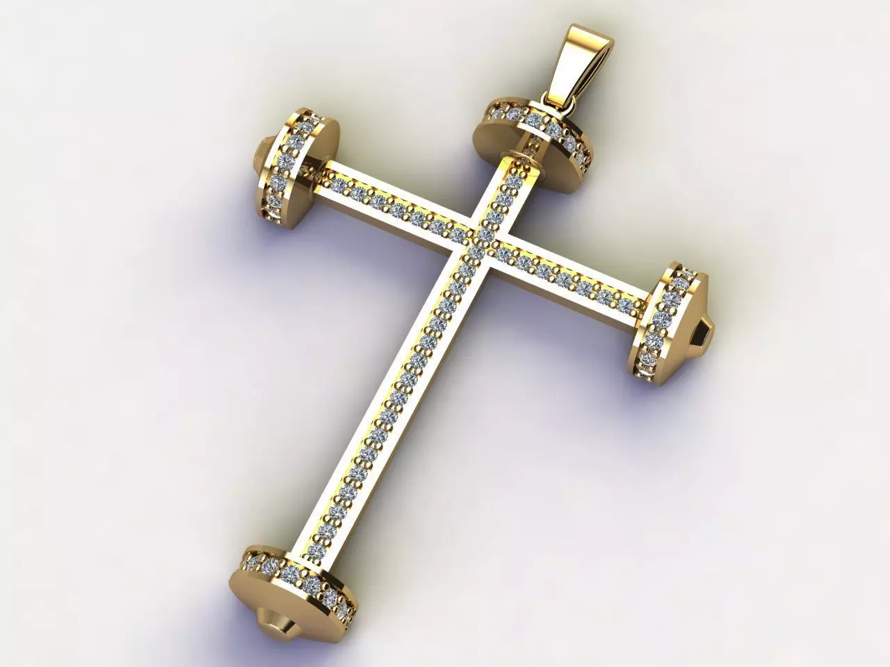 Cross Necklace Classic Diamond Pendant 3Dmodel 3D print model 24 3D print model_0