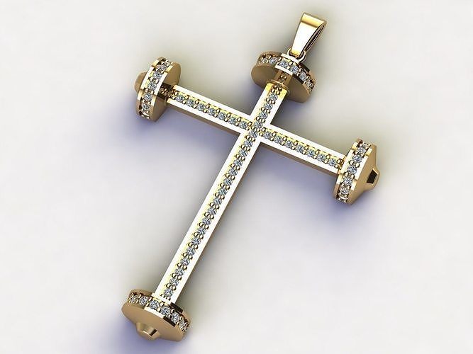 Cross Necklace Classic Diamond Pendant 3Dmodel 3D print model 24 3D print model
