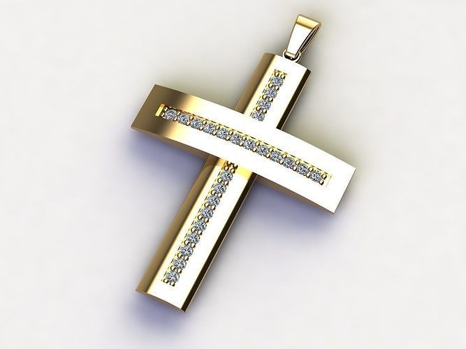 Cross Necklace Classic Diamond Pendant 3Dmodel 3D print model 23 3D print model