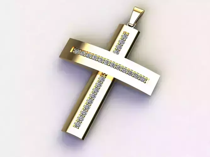 Cross Necklace Classic Diamond Pendant 3Dmodel 3D print model 23 3D print model