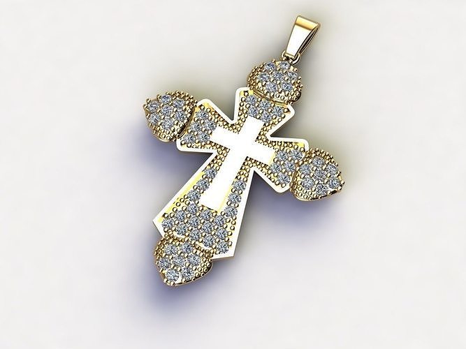 Cross Necklace Classic Diamond Pendant 3Dmodel 3D print model 22 3D print model