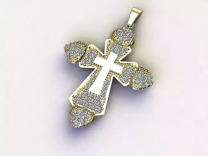 Cross Necklace Classic Diamond Pendant 3Dmodel 3D print model 22 3D print model