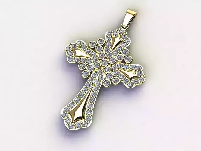 Cross Necklace Classic Diamond Pendant 3Dmodel 3D print model 21 3D print model