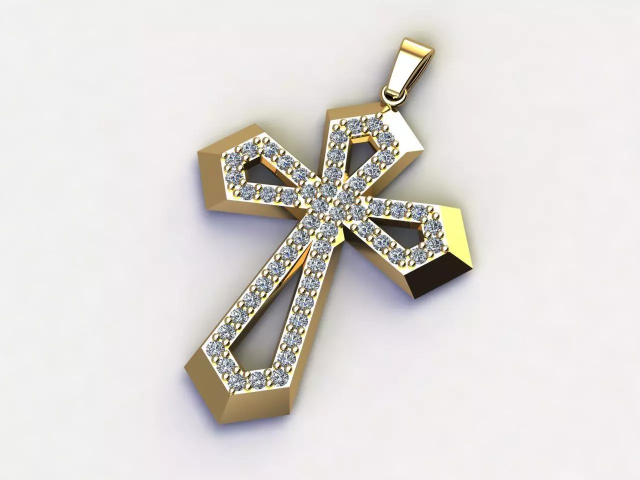 Cross Necklace Classic Diamond Pendant 3Dmodel 3D print model 20 3D print model_0