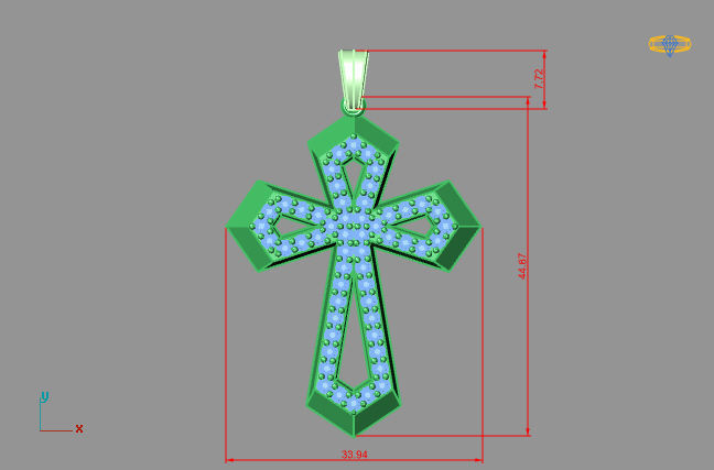 Cross Necklace Classic Diamond Pendant 3Dmodel 3D print model 20 3D print model_3
