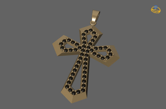 Cross Necklace Classic Diamond Pendant 3Dmodel 3D print model 20 3D print model_1