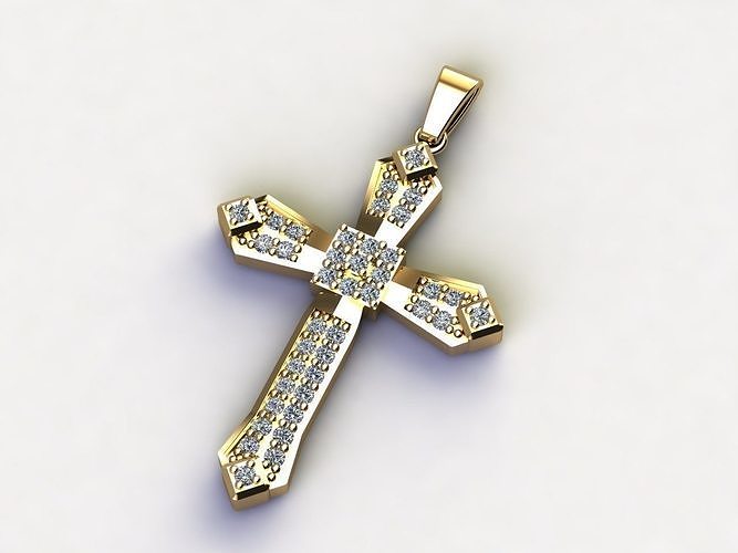 Cross Necklace Classic Diamond Pendant 3Dmodel 3D print model 2 3D print model