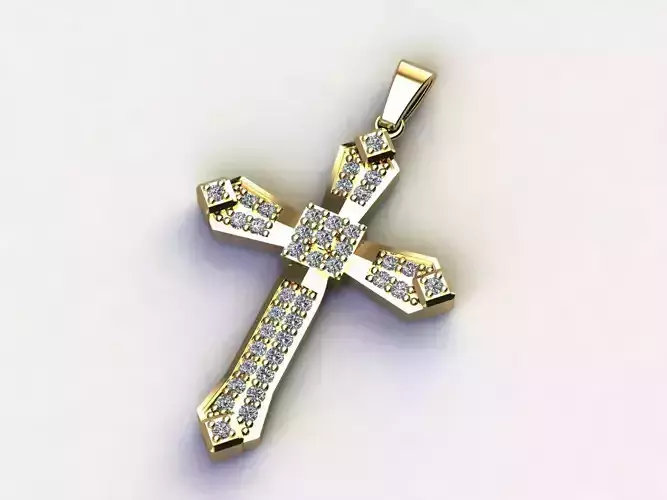 Cross Necklace Classic Diamond Pendant 3Dmodel 3D print model 2 3D print model