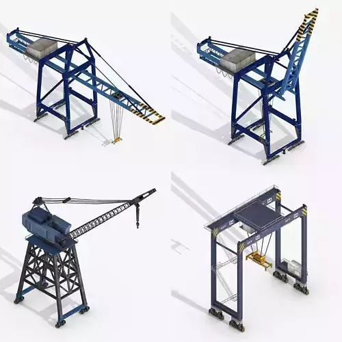 Collection of Cargo Port Harbor Cranes 