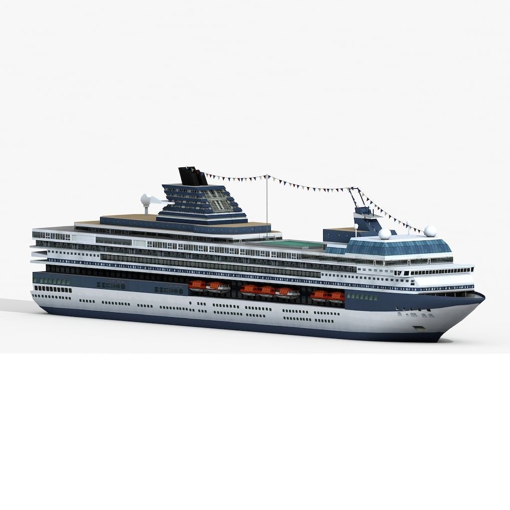 Two Lowpolygonal 3D Models of Cruise Liner Ships Low-poly 3D model_5