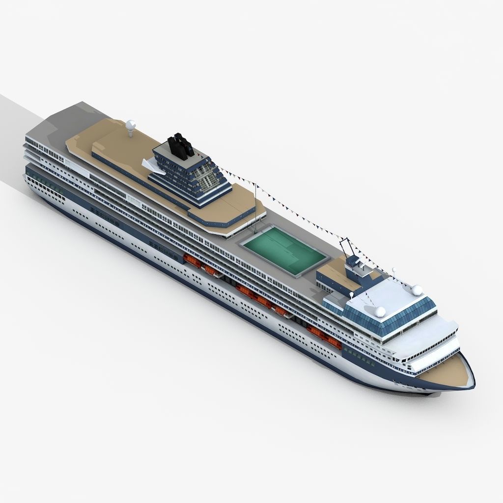 Two Lowpolygonal 3D Models of Cruise Liner Ships Low-poly 3D model_3