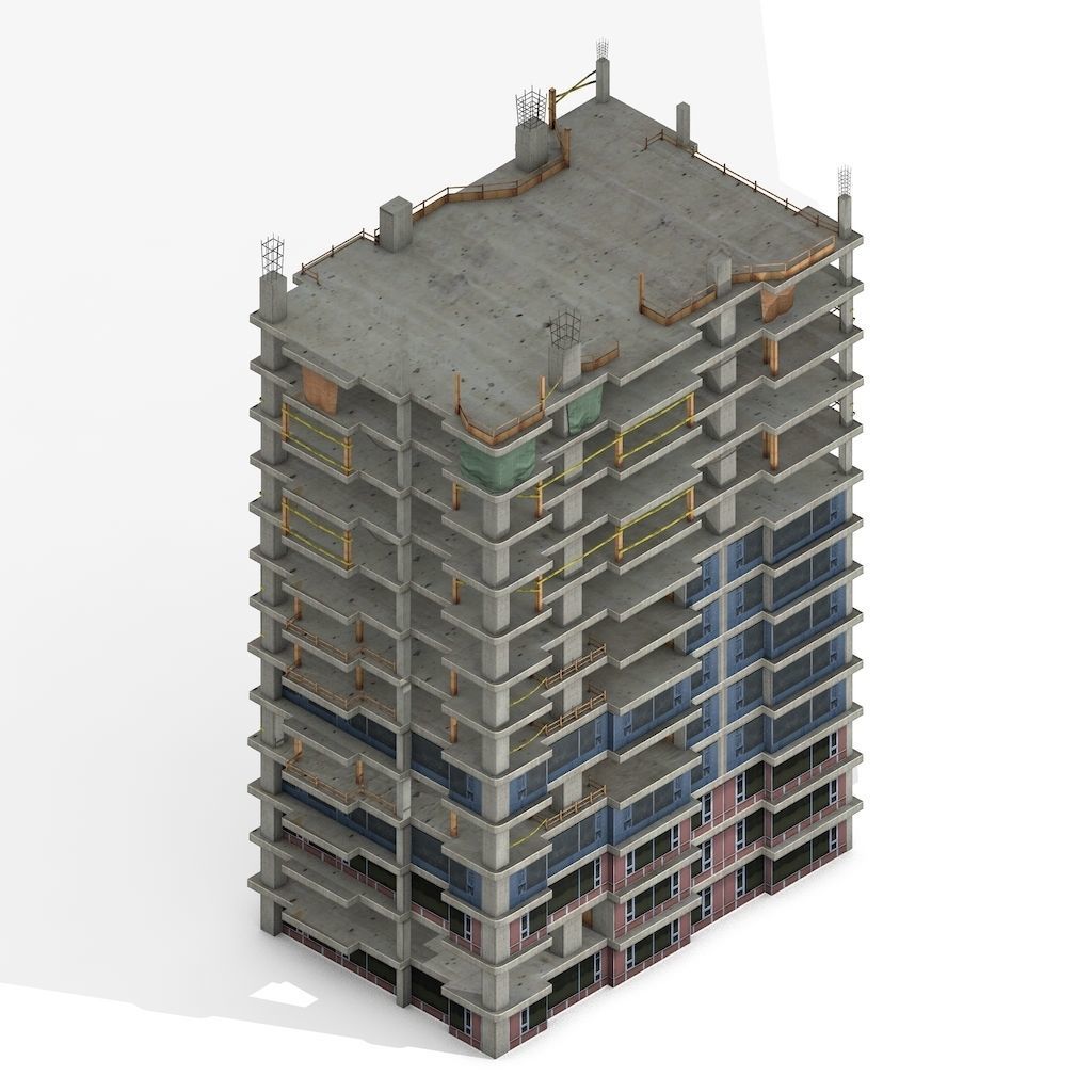 Construction Assets Collection of Building Materials Low-poly 3D model_1