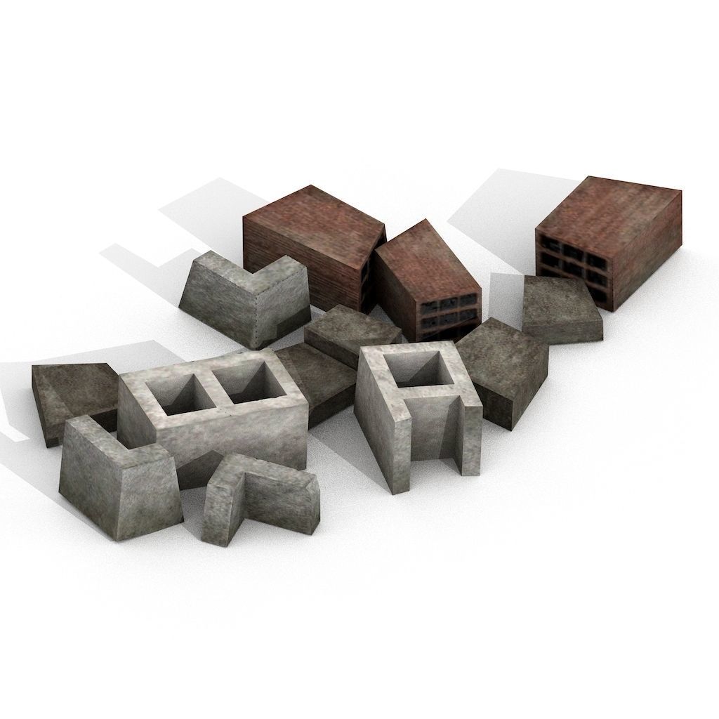Construction Assets Collection of Building Materials Low-poly 3D model_117