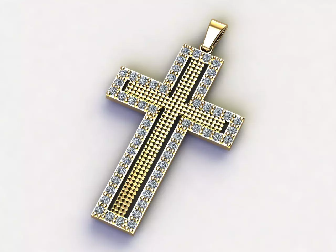 Cross Necklace Classic Diamond Pendant 3Dmodel 3D print model 18 3D print model_0