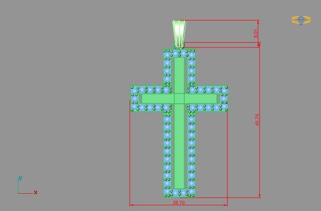 Cross Necklace Classic Diamond Pendant 3Dmodel 3D print model 17 3D print model_3