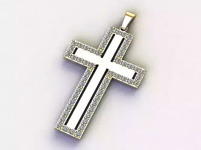 Cross Necklace Classic Diamond Pendant 3Dmodel 3D print model 17 3D print model