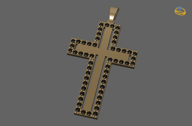 Cross Necklace Classic Diamond Pendant 3Dmodel 3D print model 17 3D print model_1