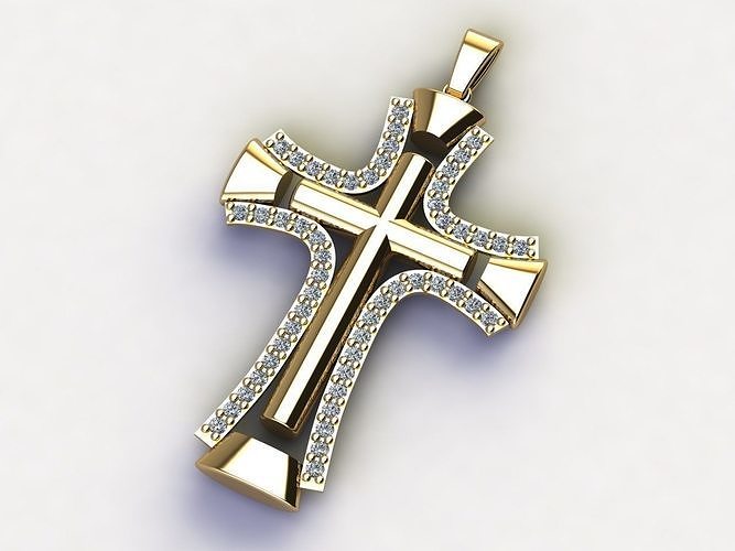 Cross Necklace Classic Diamond Pendant 3Dmodel 3D print model 15 3D print model