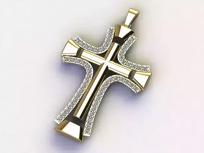 Cross Necklace Classic Diamond Pendant 3Dmodel 3D print model 15 3D print model