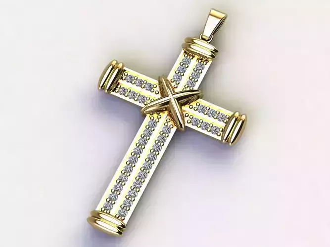 Cross Necklace Classic Diamond Pendant 3Dmodel 3D print model 14 3D print model