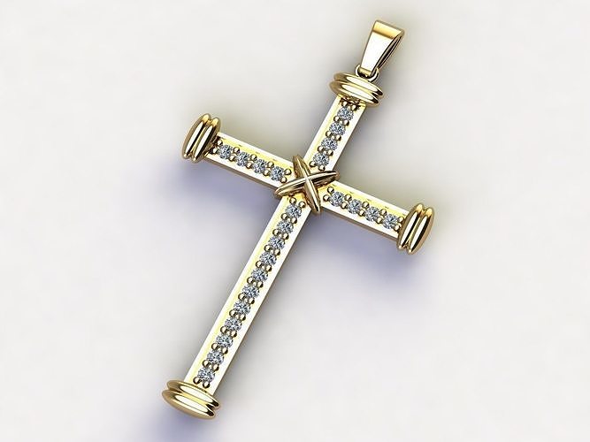 Cross Necklace Classic Diamond Pendant 3Dmodel 3D print model 13 3D print model