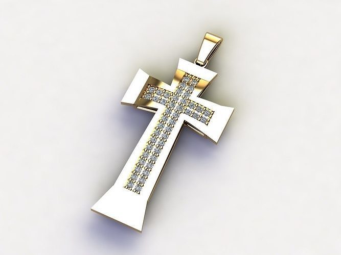 Cross Necklace Classic Diamond Pendant 3Dmodel 3D print model 12 3D print model